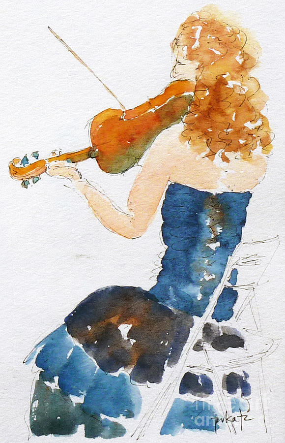 Magdalena On Viola Painting by Pat Katz
