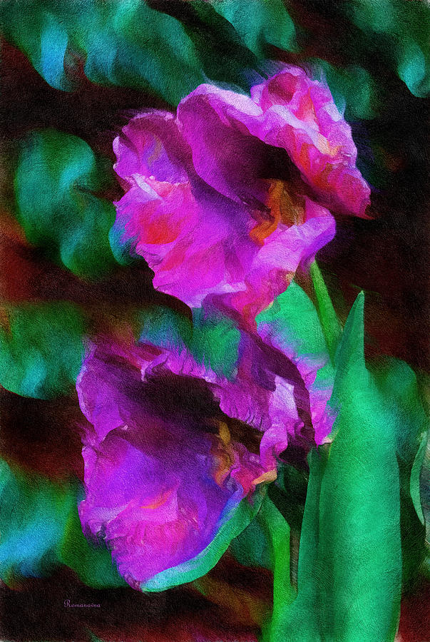Tulip Digital Art - Magenta Nights by Georgiana Romanovna