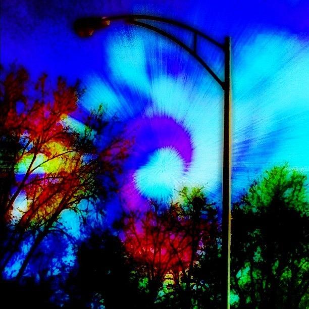 Magic Photograph - magic Highway Lamppost Switching It by Carrie Mroczkowski