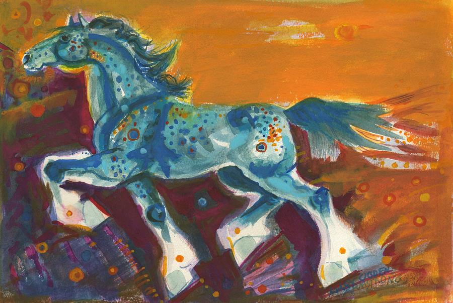 Horse Painting - Magnificent Blue by Mary Armstrong