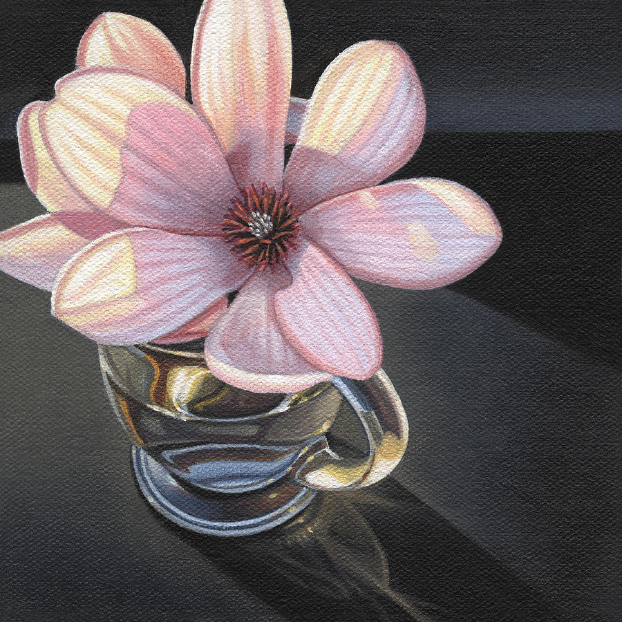Magnolia Movie Painting - Magnolia Blossom In Glass Mug by Steven Tetlow