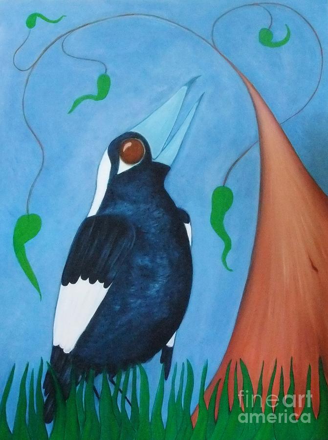 Magpie Song Painting by Leonie Higgins Noone