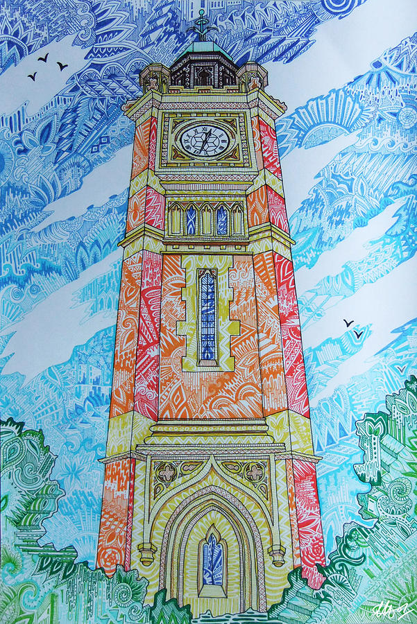 Maidenhead Clock Tower Drawing by Laura Hol Art