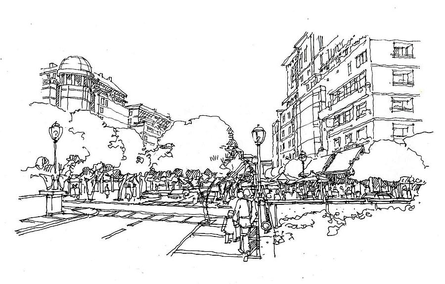 Main Street Drawing by Andrew Drozdowicz
