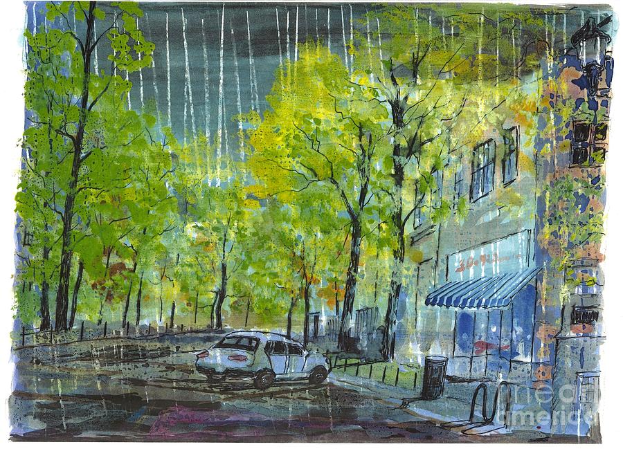 MAIN STREET GREENVILLE Rain Painting by Patrick Grills