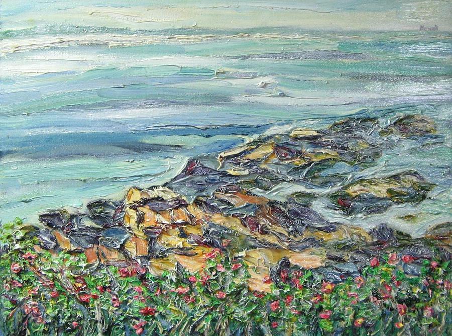 Maine Coast with Rocks Painting by Richard Nowak