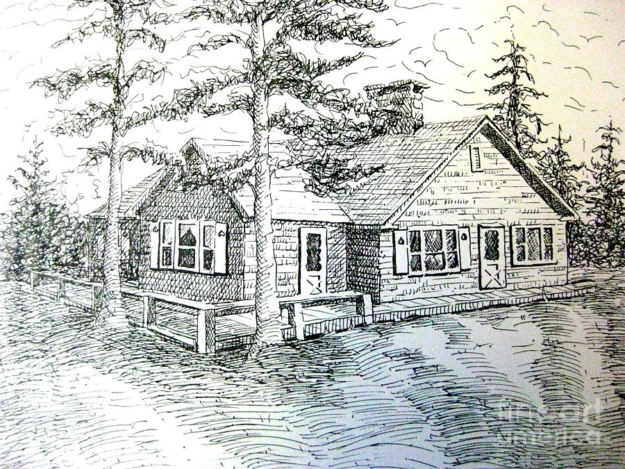 Maine House Drawing by Gretchen Allen