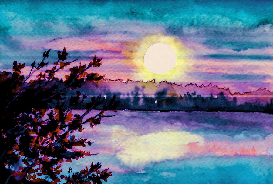 Maine October Sunset Painting by Brenda Owen
