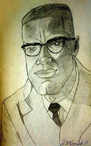 Malcolm X Drawing by Damani McCormick