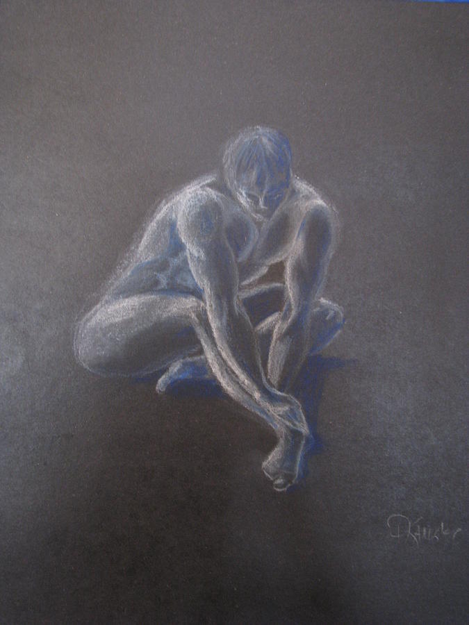Male Figure In Contemplation Pastel by Patricia Kanzler