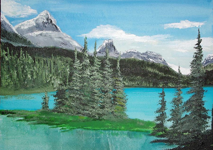 Maligne Lake Jasper Painting by Desmond Raymond