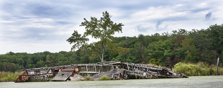Boat Photograph - Mallows Bay on the Potomac River - Ship Graveyard - Maryland by Brendan Reals