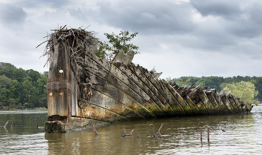 Boat Photograph - Mallows Bay Ship Graveyard - Maryland by Brendan Reals