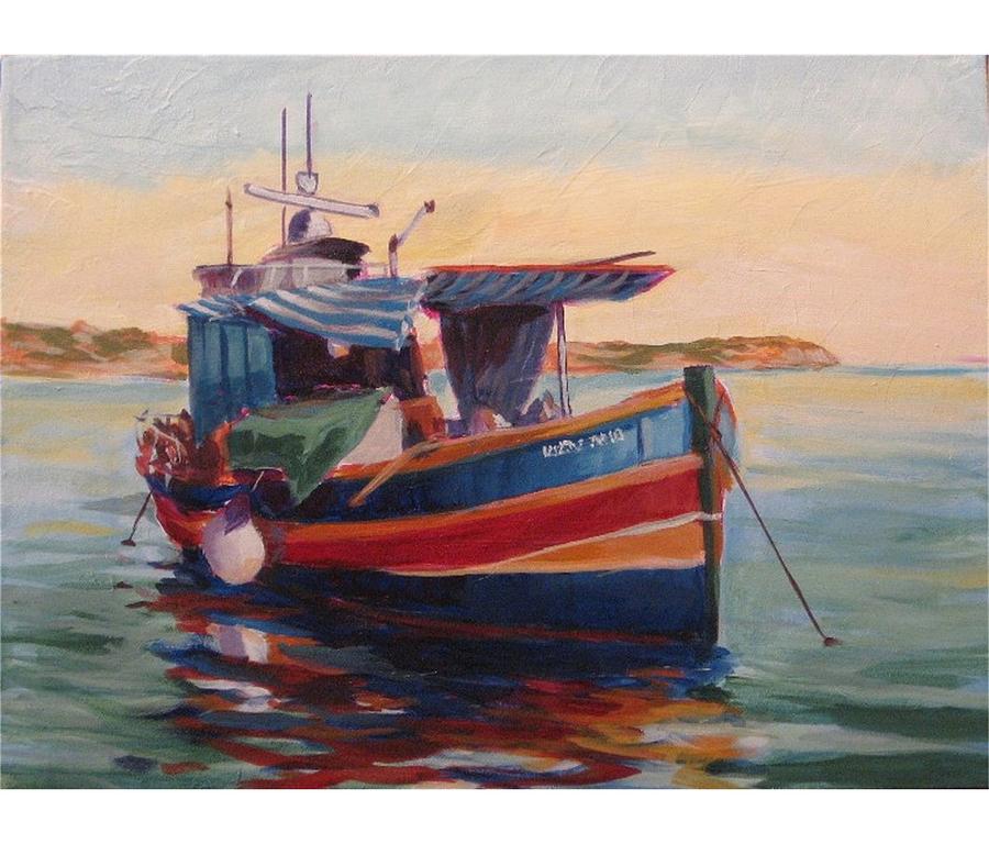 Malta Fishing Boat Painting by Edward Abela