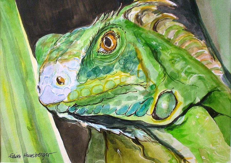 Mama Iguana Painting by Edith Hunsberger