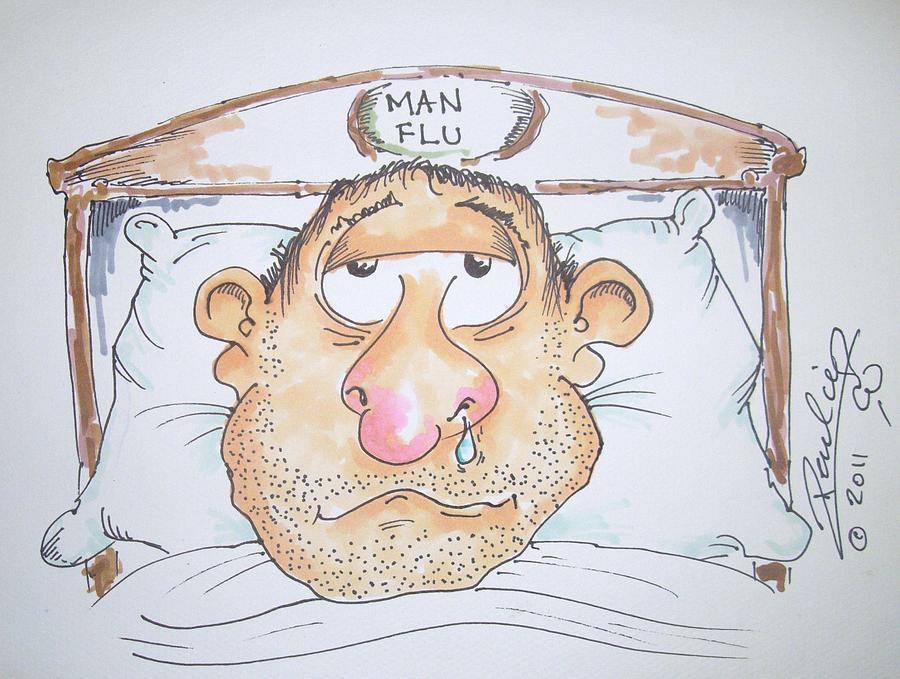 Bed Drawing - Man Flu by Paul Chestnutt