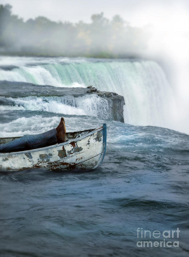 Man in Boat About to go Over Falls Photograph by Jill Battaglia