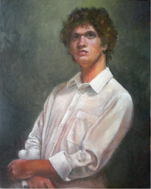 Portrait Commissions Painting - Man in the White Shirt by Gwen Robinson