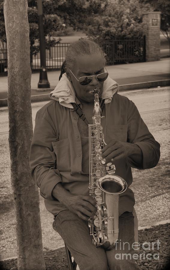 Man Playing His Saxophone Photograph by Donna Brown