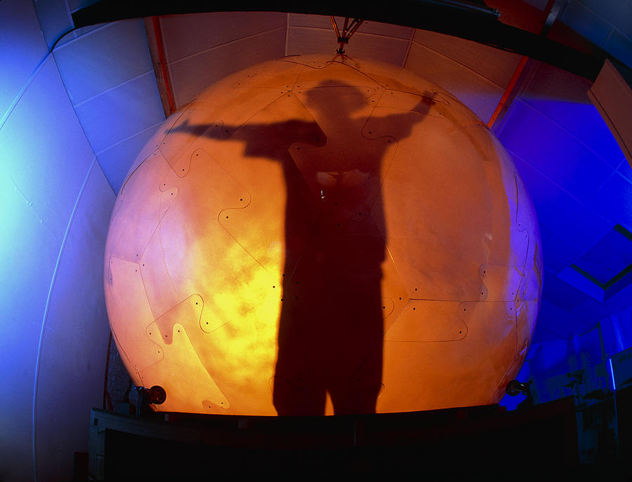 Cybersphere Photograph - Man Silhouetted In The Virtual Reality Cybersphere by Volker Steger