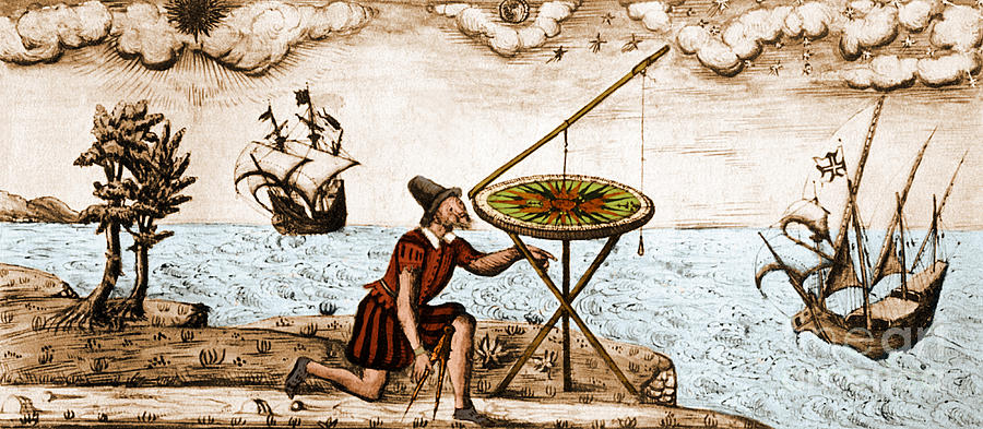 History Photograph - Man Using Circumferentor 1583 by Science Source