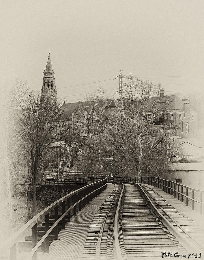 Black And White Photograph - Manayunk from the Tressel Tracks by Bill Cannon