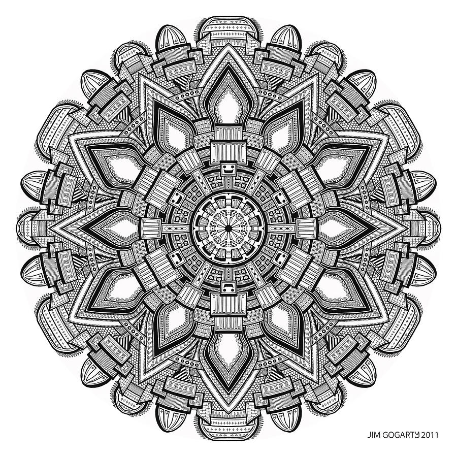 Mandala drawing 29 Digital Art by Jim Gogarty