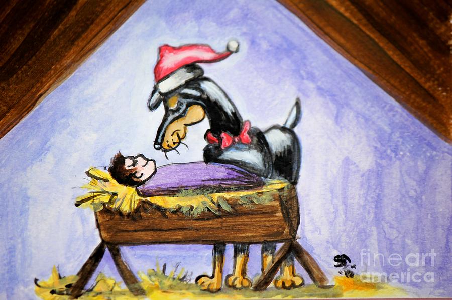 Dog Painting - Manger by Sheri Simmons