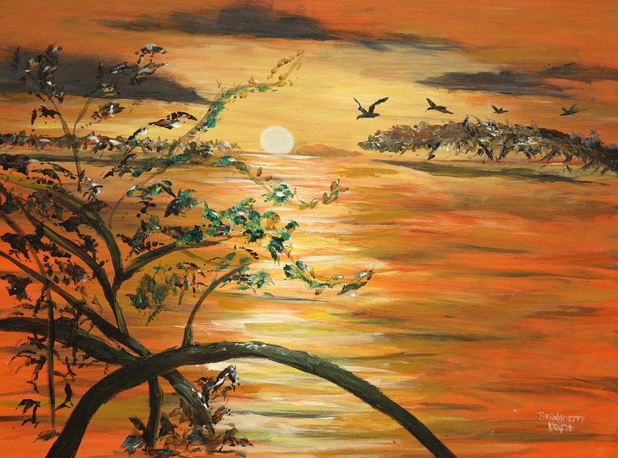 Sunset Painting - Mangroves of Florida Keys by Bernadette Krupa