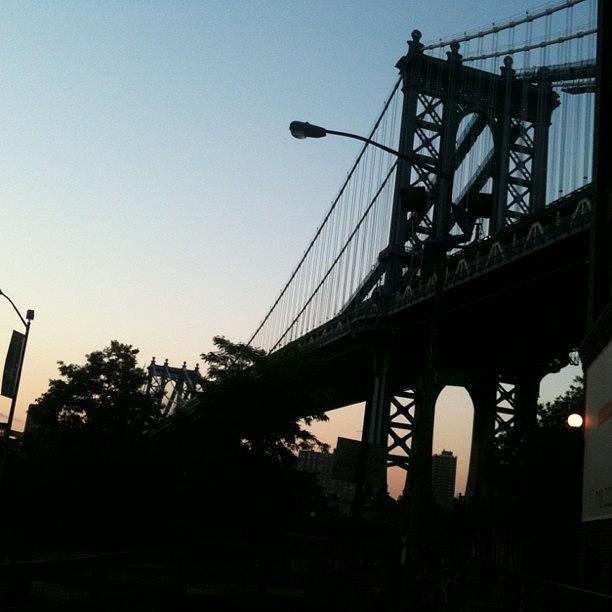 Sunset Photograph - Manhattan Bridge at Dusk II by Fern Fiddlehead