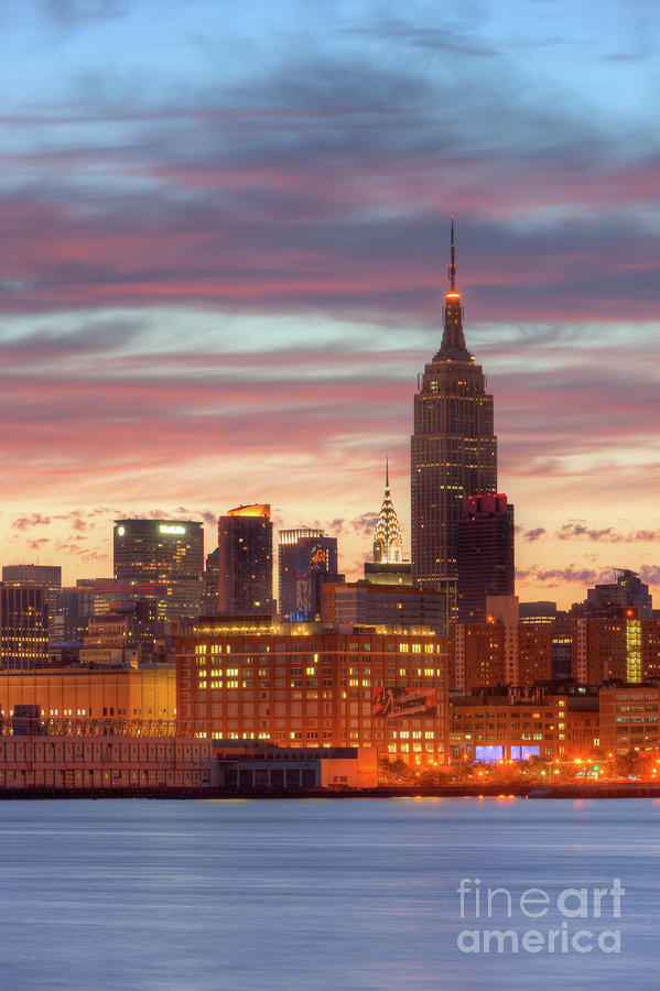 Manhattan Buildings and Pre-Sunrise Sky Photograph by Clarence Holmes