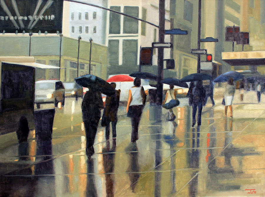 Manhattan rain Painting by Tate Hamilton