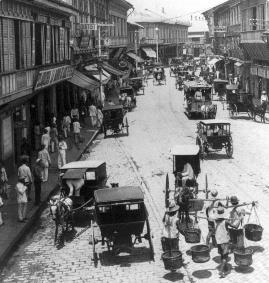 Manilla - Philippine Islands - Escolta Street Scene - c 1901 Photograph by International  Images