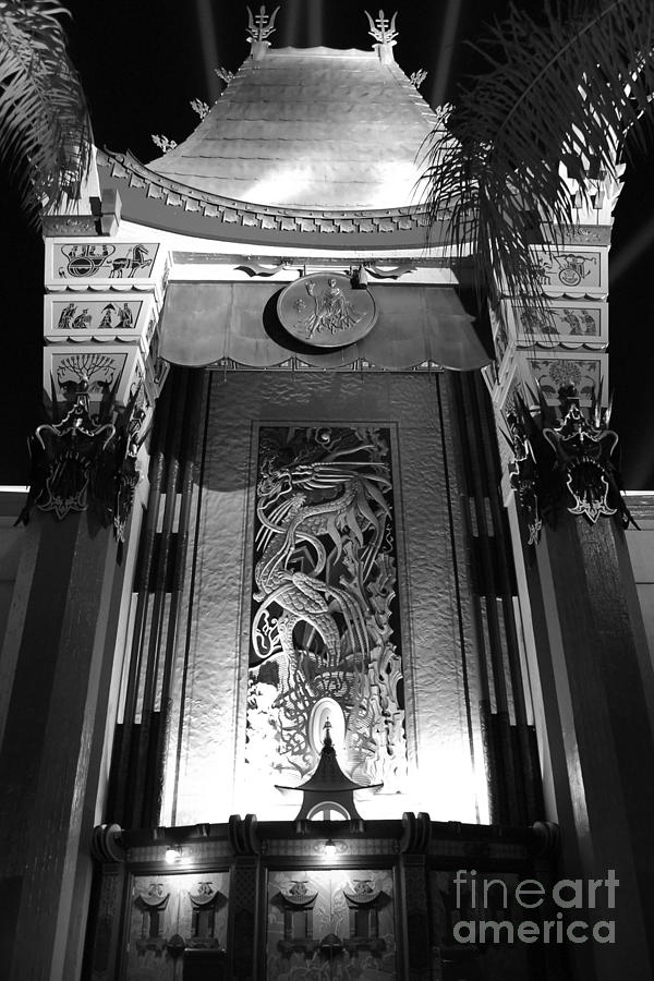 Manns Chinese Exterior Great Movie Ride Hollywood Studios Walt Disney World Prints Black and White Photograph by Shawn OBrien