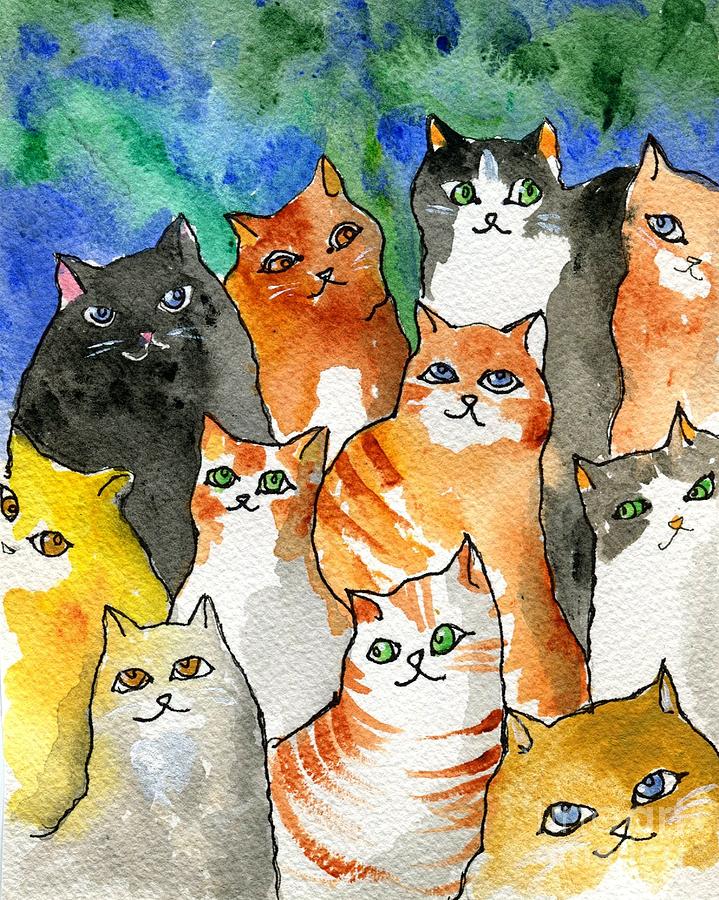 Download Many Cats Painting by Follow Themoonart