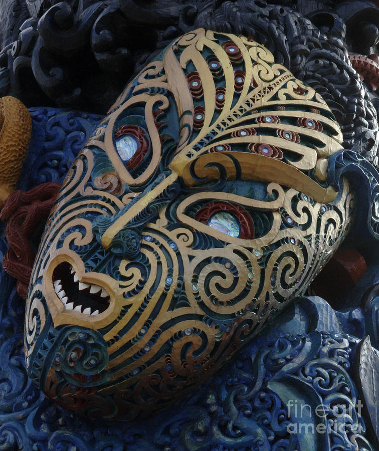 Maori Photograph - Maori Mask New Zealand 3 by Bob Christopher