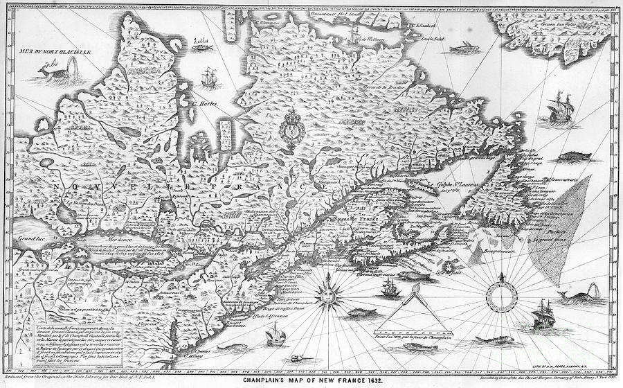 Map: New France, 1632 Photograph by Granger