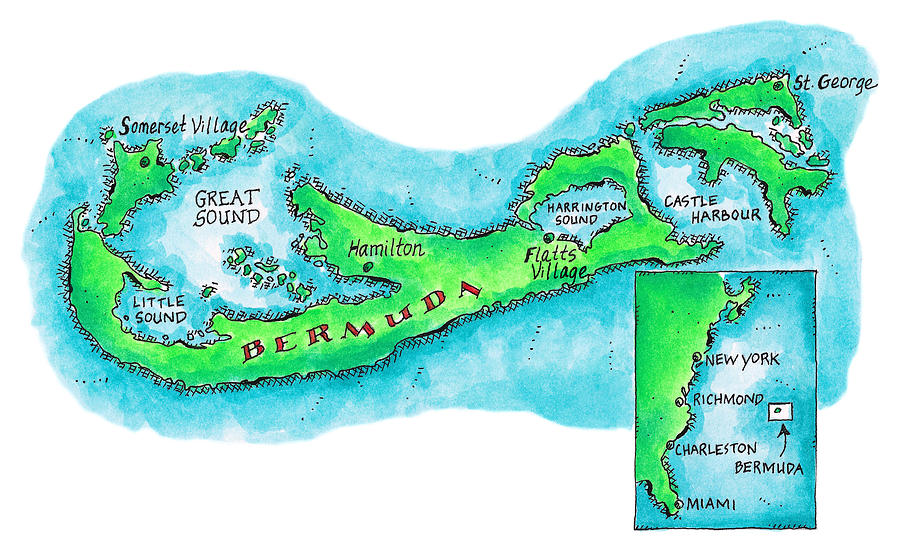 Map Of Bermuda Digital Art by Jennifer Thermes