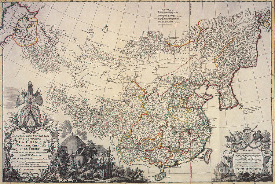 Map Of China, 1734 Photograph by Photo Researchers