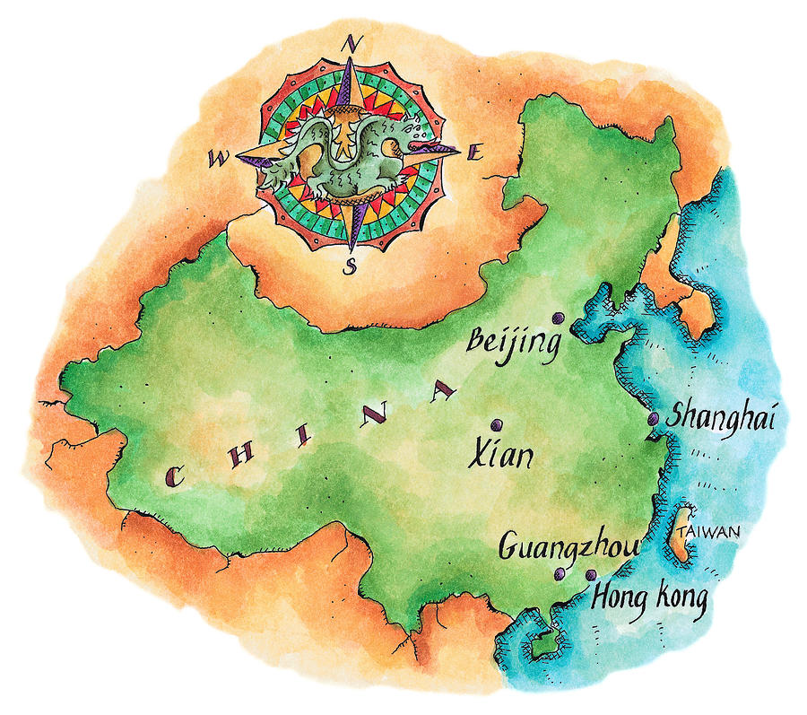 Hong Kong Digital Art - Map Of China by Jennifer Thermes