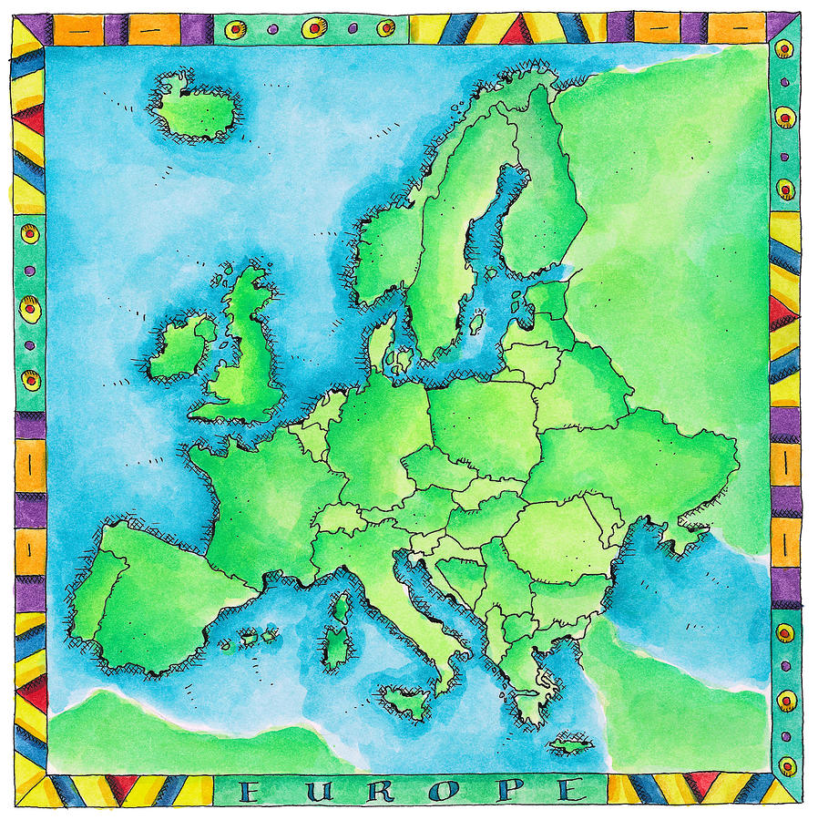 Map Of Europe Digital Art by Jennifer Thermes