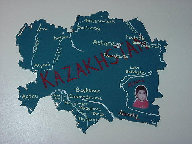 Map of Kazakstan Mixed Media by Val Oconnor