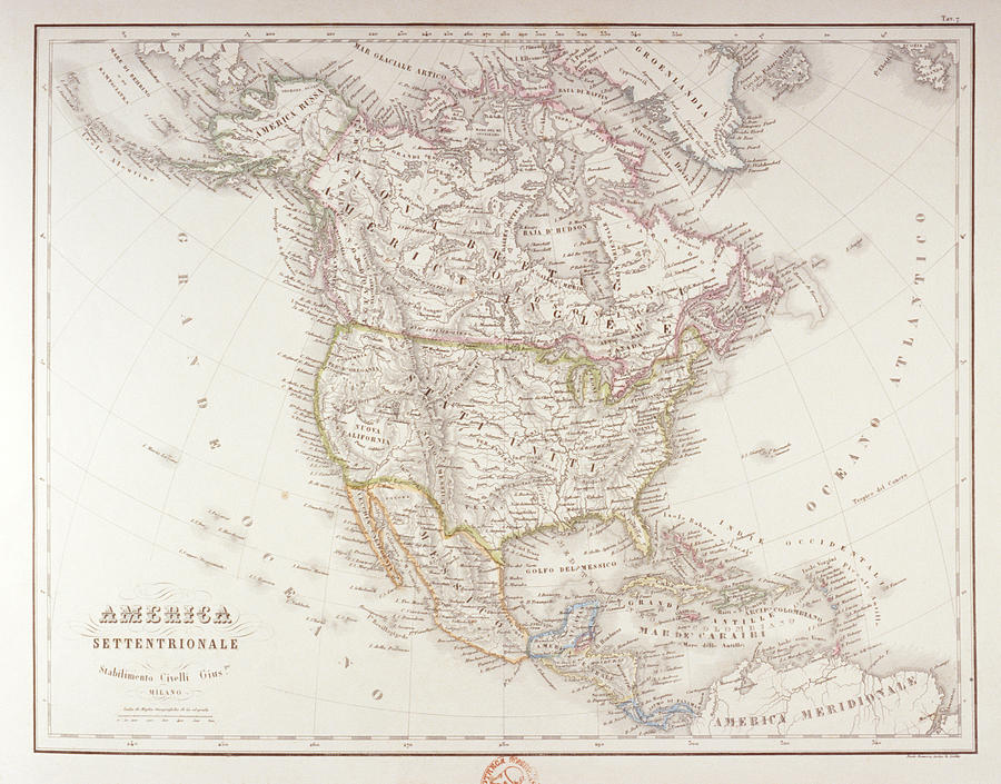 Map Of North America Digital Art by Fototeca Storica Nazionale Map Of North America Digital Art by Fototeca Storica Nazionale
