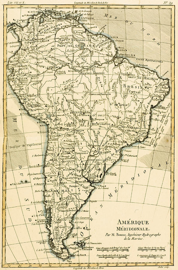 Map Drawing - Map of South America by Guillaume Raynal