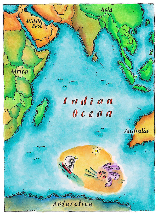 Map Of The Indian Ocean Digital Art by Jennifer Thermes