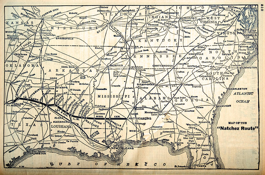 Map of the Natchez Route Photograph by Susan Leggett - Pixels