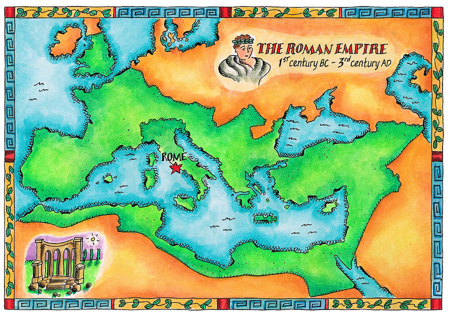 Map Of The Roman Empire Digital Art by Jennifer Thermes