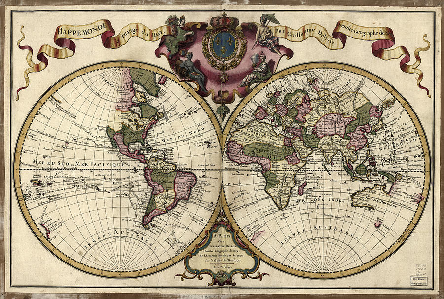 Map Of The World, 1720 Photograph by Library Of Congress, Geography And