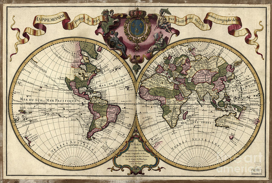 Map Of The World, 1720 Photograph by Photo Researchers