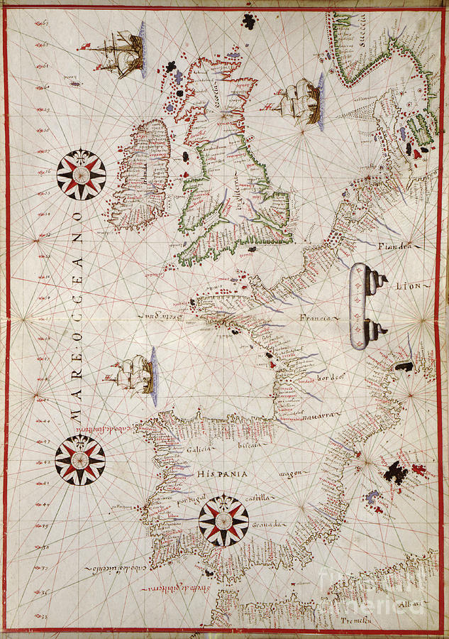 Map Of Western Europe, 1590 Photograph by Photo Researchers